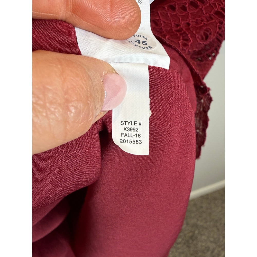 J. Crew‎ Factory 2 Lace Overlay Shift Dress Burgundy Red Romantic Church Modest - Picture 12 of 12